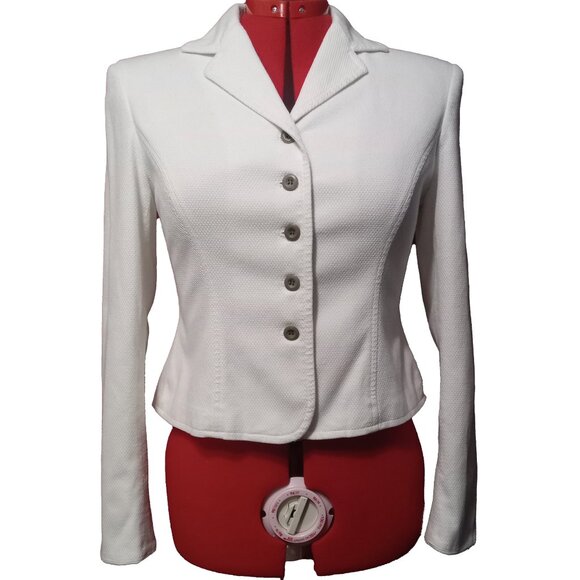 Jones New York Petite White Stretch Waffle Weave Blazer Jacket US 4P - Picture 1 of 7